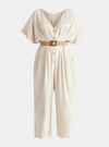 Oatmeal Linen Blend Button Jumpsuit Paisie