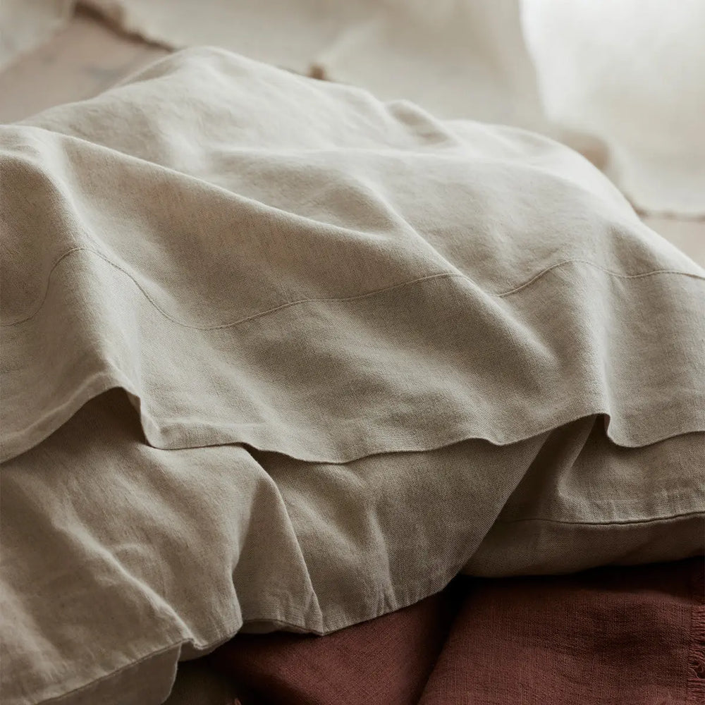 Oatmeal Linen Blend Flat Sheet Piglet