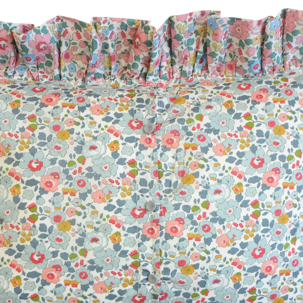 Oblong Ruffle Cushion Made With Liberty Fabric BETSY GREY & BETSY CANDY FLOSS Coco & Wolf