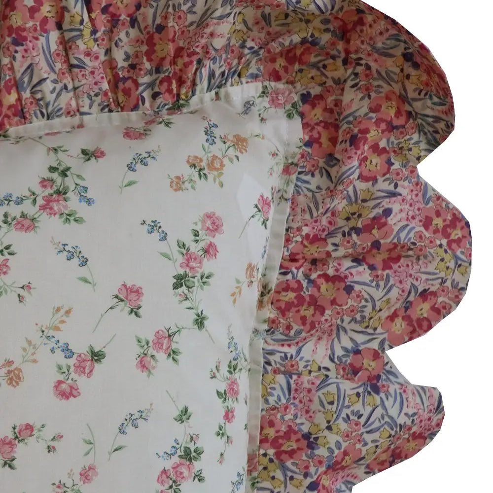 Oblong Scallop Ruffle Cushion Made With Liberty Fabric ELIZABETH & SWIRLING PETALS Coco & Wolf