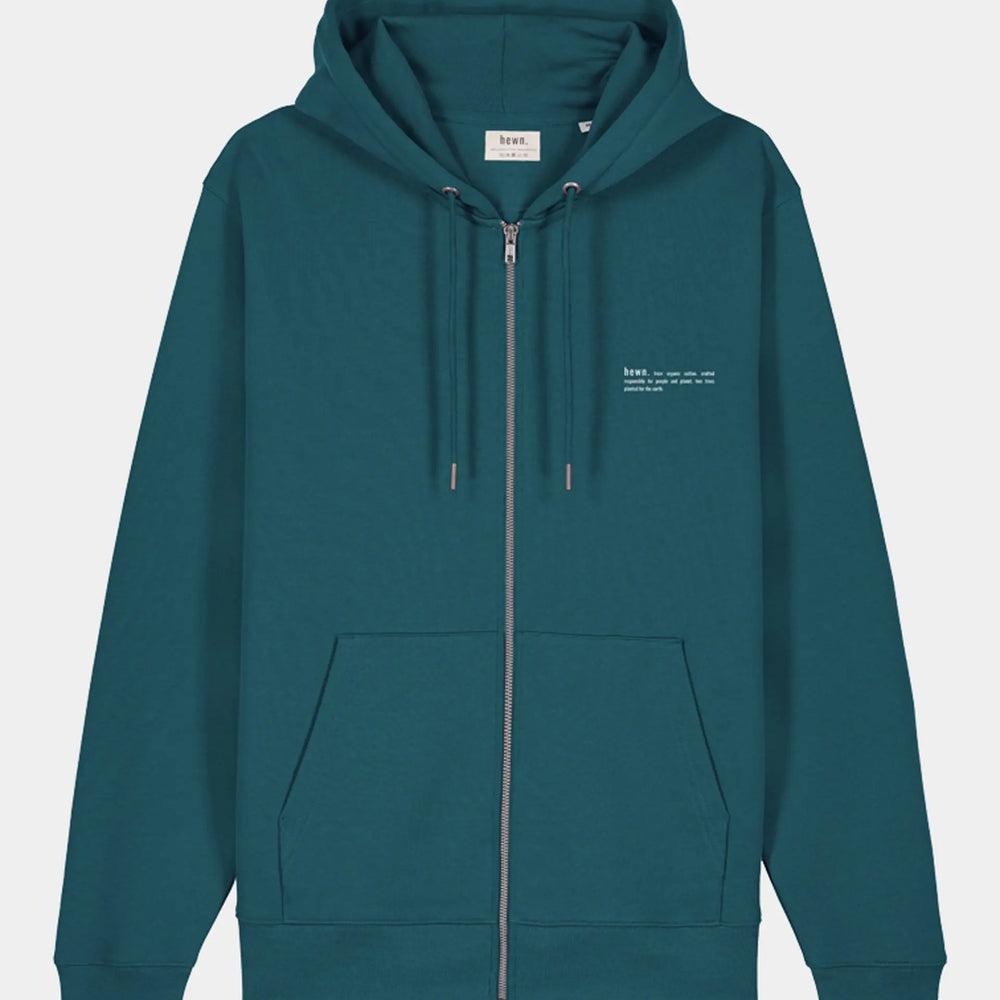 Ocean Blue Mens Organic Cotton Relaxed-Fit Zip Hoodie hewn.