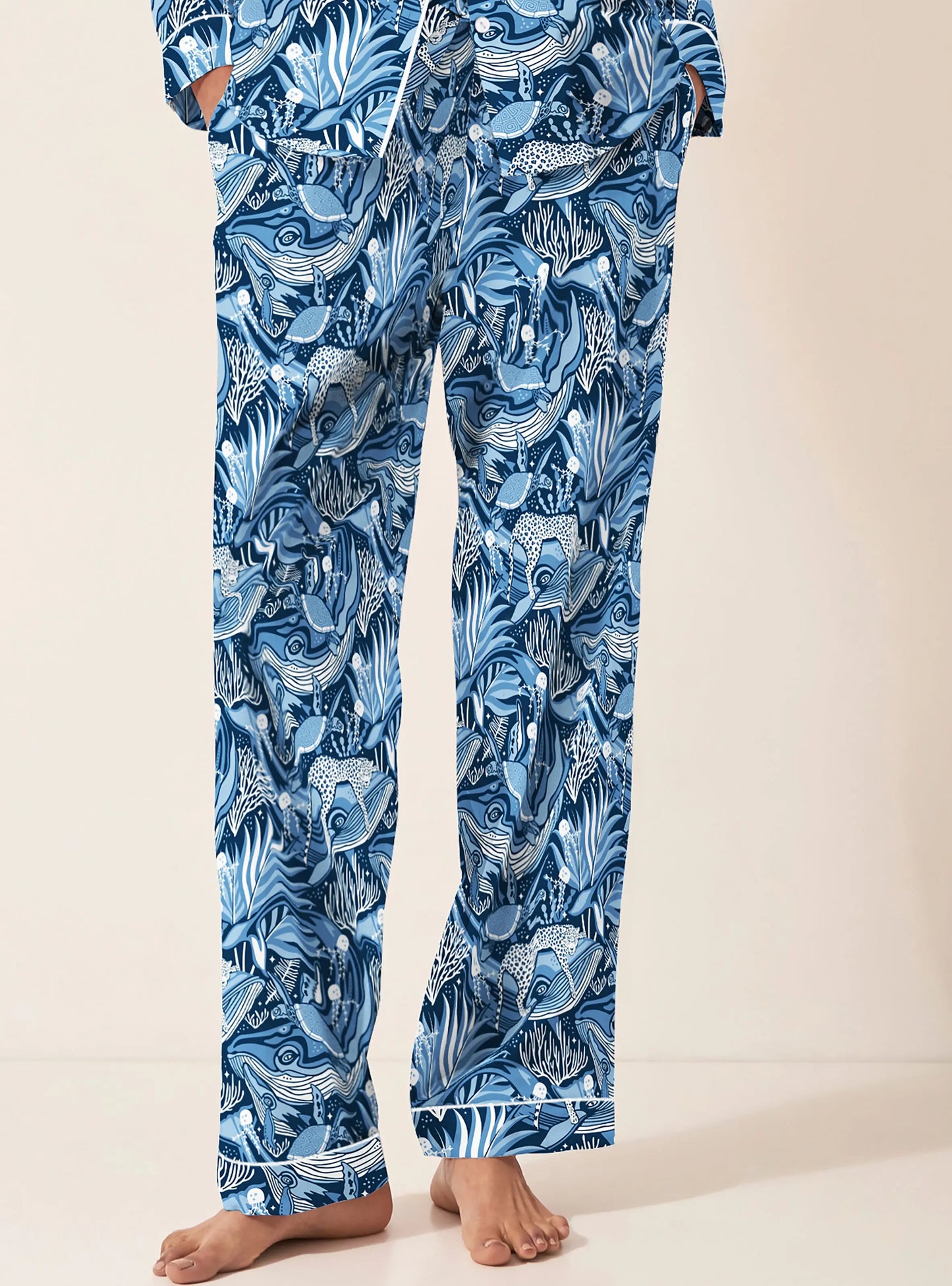 Ocean Blue Women's Organic Cotton Pyjama Trouser Myza