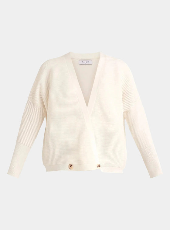 Off White Paisie Ribbed Wrap Cardigan Paisie