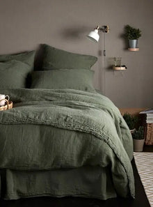  Olive Green 100% Linen Bed Linen The Secret Linen Store