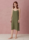 Olive Green Alice 100% Linen Cami Nightie The Secret Linen Store