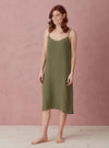 Olive Green Alice 100% Linen Cami Nightie