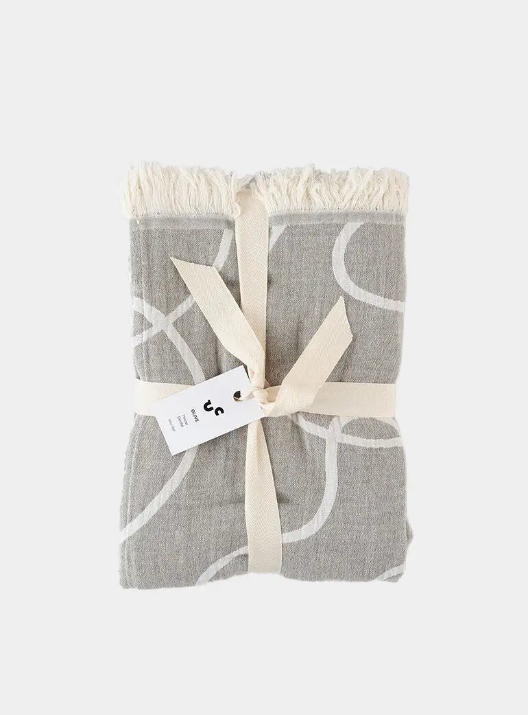 Olive Lines Cotton Throw Blanket Undercover Living