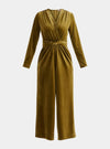 Olive Velvet Knot-Waist Jumpsuit Paisie