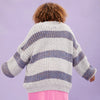 Olivia Stripe Chunky Cardigan With Buttons - Silver Grey Cara & The Sky