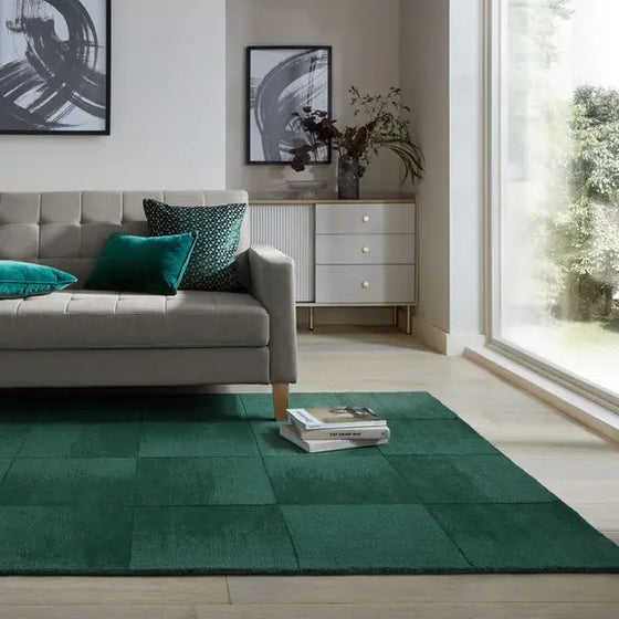 Ombre Checkerboard Wool Rug Dunelm