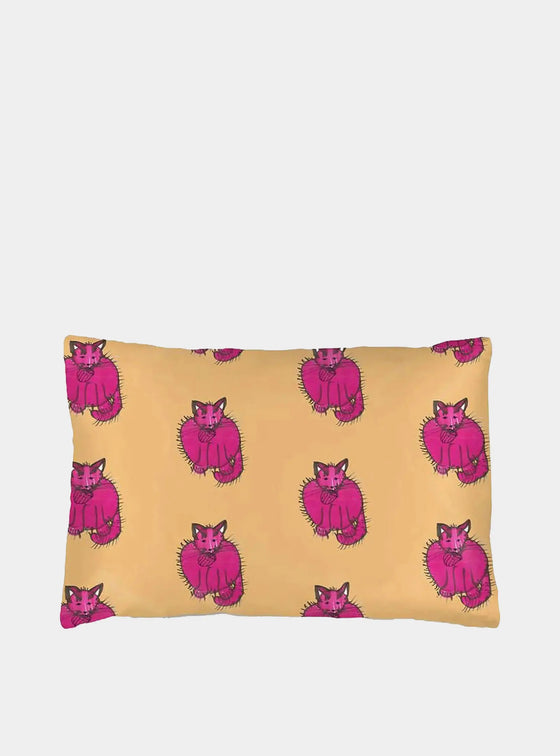 Orange and Pink Purry the Burry Silk Pillowcase for Children Long Studio Design