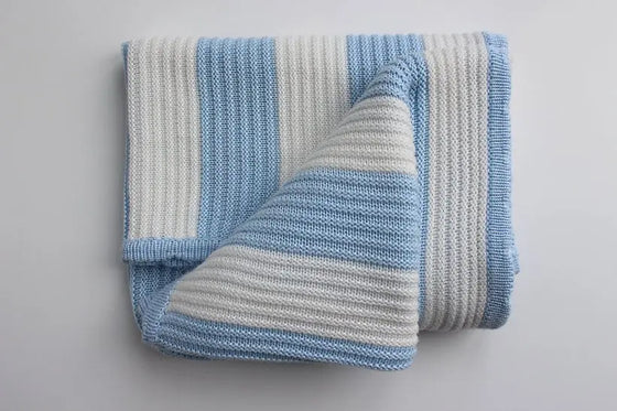 Organic Baby Blue Knitted Bamboo Pram Blanket The Bamboo Baby Company