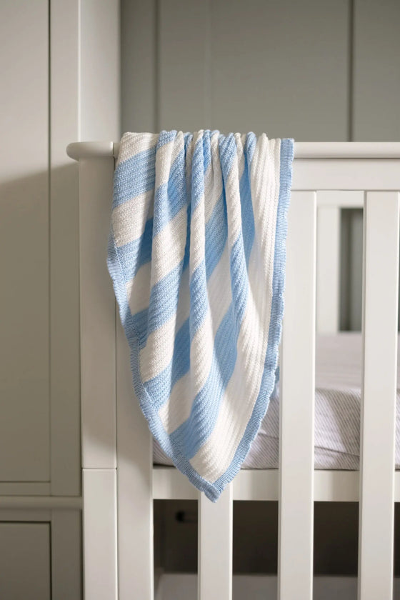 Organic Baby Blue Knitted Bamboo Pram Blanket The Bamboo Baby Company