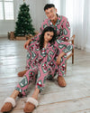 Organic Cotton Christmas Vintage Tree & Wreath Print Long Pyjama Set Chelsea Peers