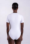 Organic Cotton Crew Bodysuit, White Pantee