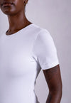 Organic Cotton Crew Bodysuit, White Pantee