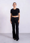 Organic Cotton Crew Cropped T-Shirt, Black Pantee