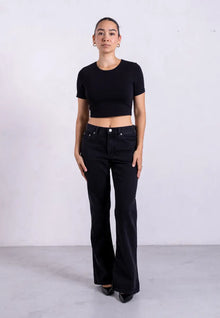  Organic Cotton Crew Cropped T-Shirt, Black Pantee