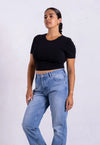 Organic Cotton Crew Cropped T-Shirt, Black Pantee