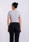 Organic Cotton Crew Cropped T-Shirt, Light Grey Marl Pantee