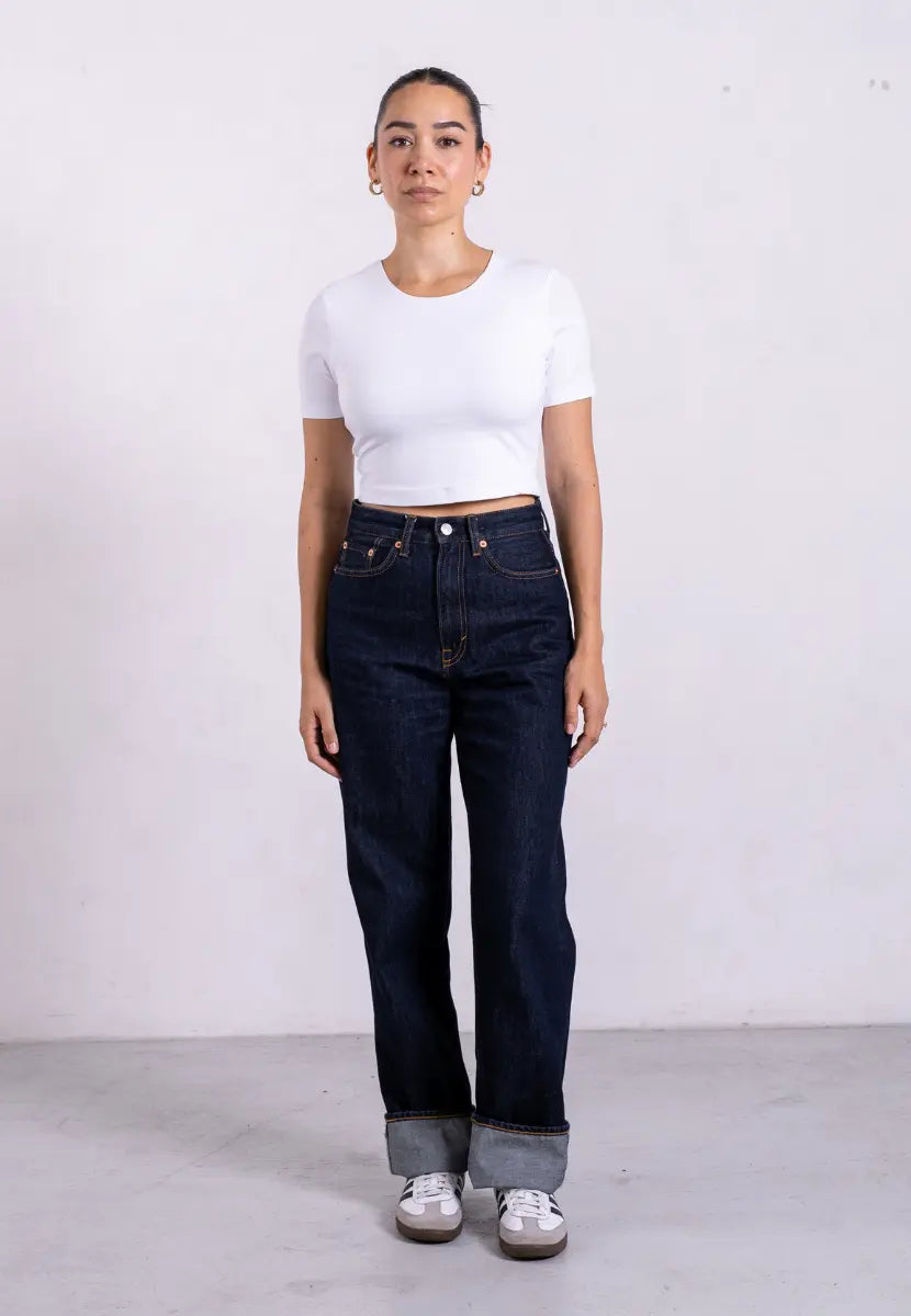 Organic Cotton Crew Cropped T-Shirt, White Pantee