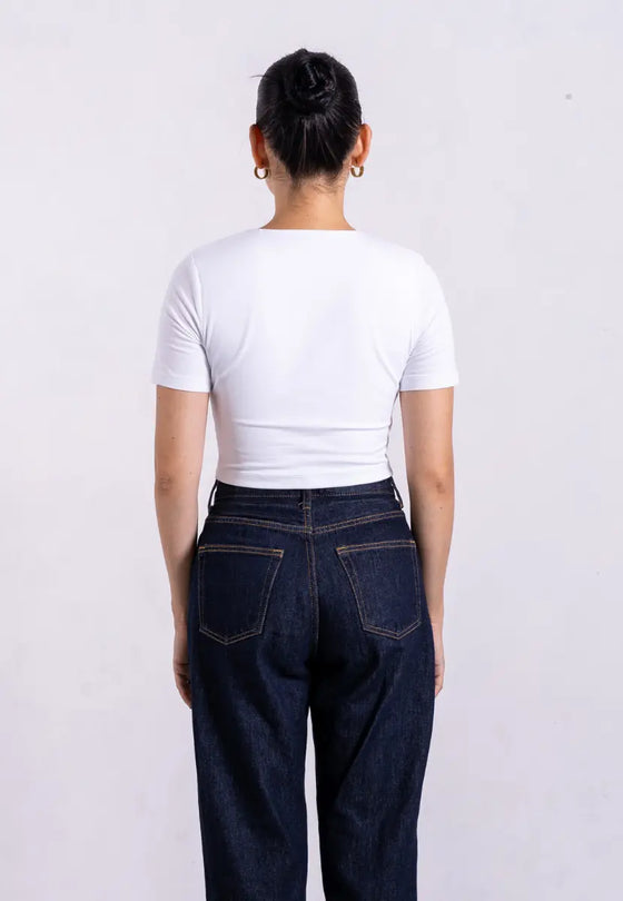 Organic Cotton Crew Cropped T-Shirt, White Pantee