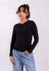 Organic Cotton Crew Long Sleeve T-Shirt, Black Pantee