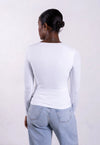 Organic Cotton Crew Long Sleeve T-Shirt, White Pantee