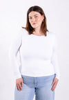 Organic Cotton Crew Long Sleeve T-Shirt, White Pantee