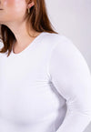 Organic Cotton Crew Long Sleeve T-Shirt, White Pantee