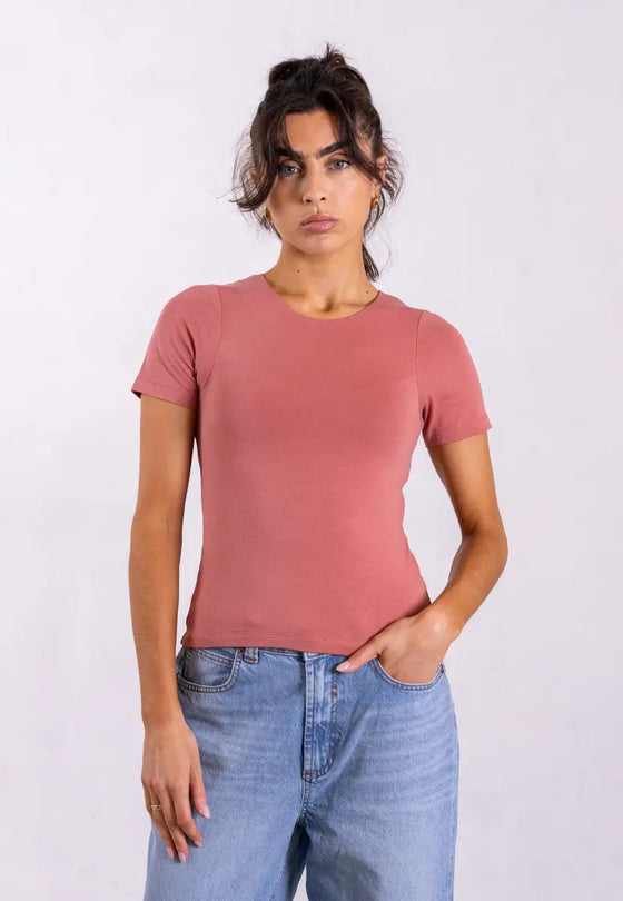 Organic Cotton Crew T-Shirt, Pink Rose Pantee