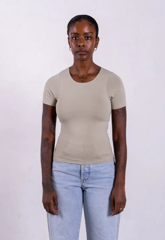 Organic Cotton Crew T-Shirt, Sage Grey Pantee