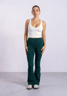  Organic Cotton Flared Leggings, Evergreen Pantee