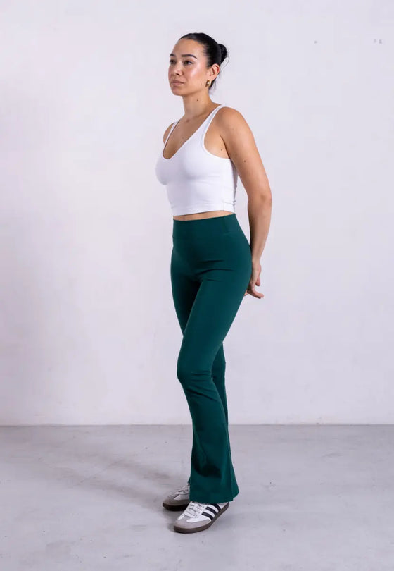 Organic Cotton Flared Leggings, Evergreen Pantee