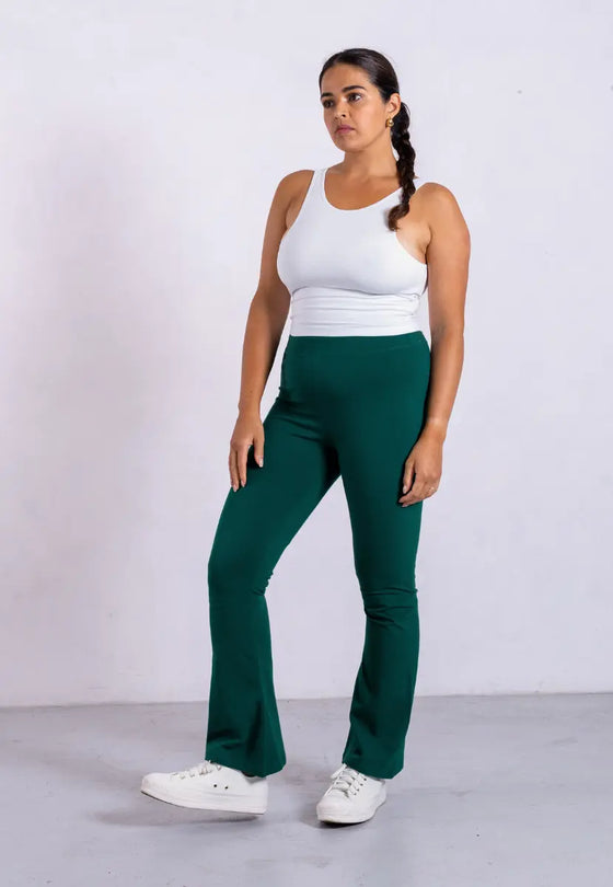 Organic Cotton Flared Leggings, Evergreen Pantee