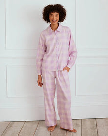  Organic Cotton Gingham Frill Long Pyjama Set Chelsea Peers