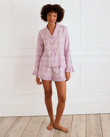  Organic Cotton Gingham Frill Short Pyjama Set Chelsea Peers