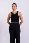 Organic Cotton High-Neck Cropped Tank, Black Pantee