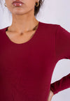 Organic Cotton Long Sleeve Crew Bodysuit, Ruby Wine Pantee