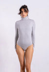 Organic Cotton Long Sleeve Roll-Neck Bodysuit, Light Grey Marl Pantee