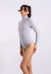 Organic Cotton Long Sleeve Roll-Neck Bodysuit, Light Grey Marl Pantee