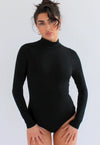 Organic Cotton Long Sleeve Turtleneck Bodysuit, Black Pantee