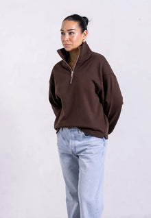  Organic Cotton Quarter Zip Sweatshirt, Hot Fudge Pantee