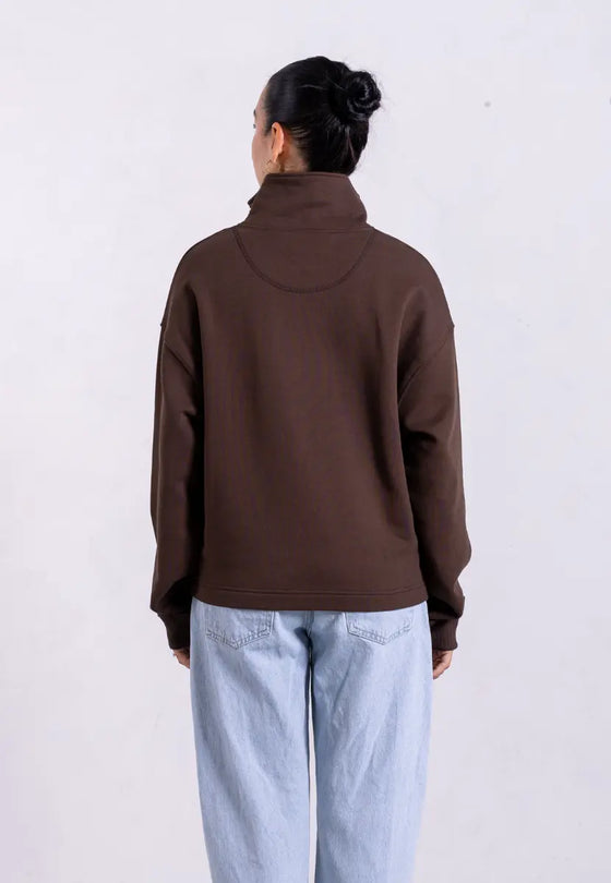 Organic Cotton Quarter Zip Sweatshirt, Hot Fudge Pantee