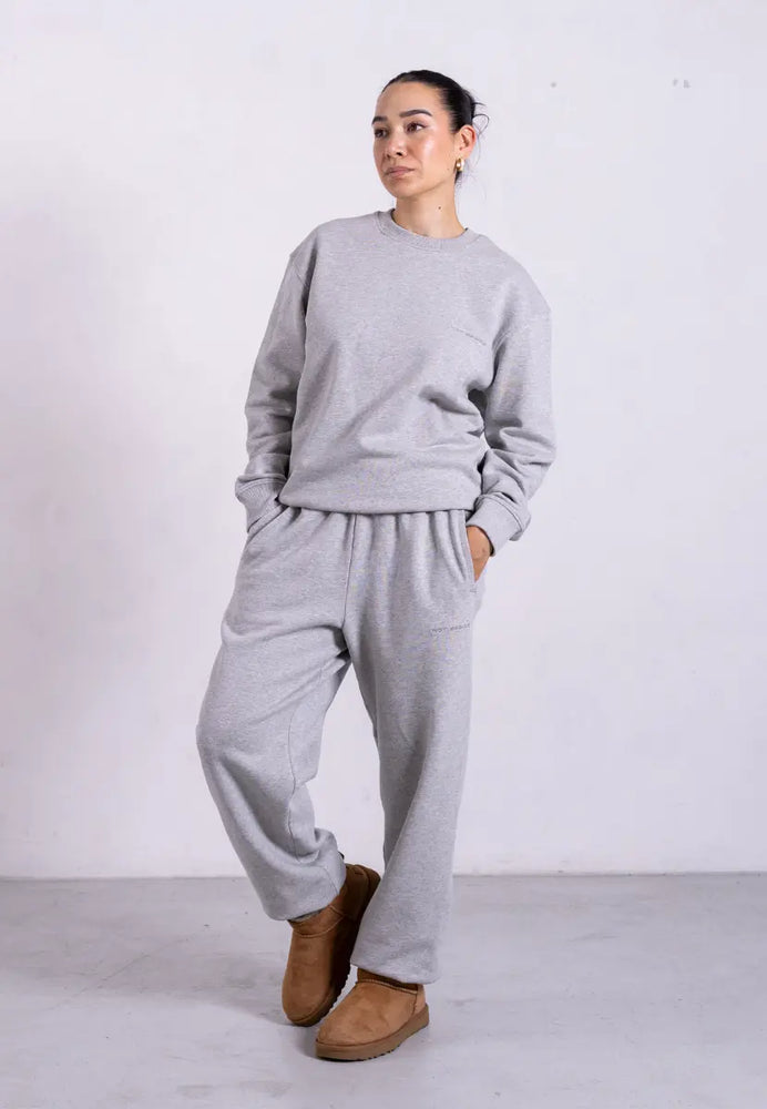 Organic Cotton Sweatpants, Light Grey Marl Pantee