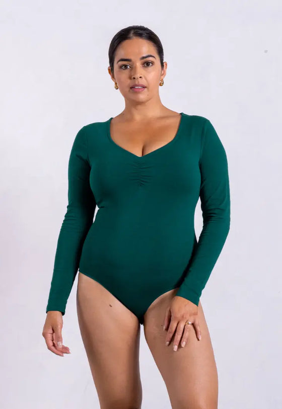 Organic Cotton Sweetheart Bodysuit, Evergreen Pantee