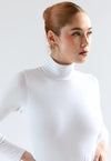 Organic Cotton Turtleneck Bodysuit, White Pantee