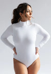 Organic Cotton Turtleneck Bodysuit, White Pantee