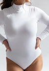 Organic Cotton Turtleneck Bodysuit, White Pantee