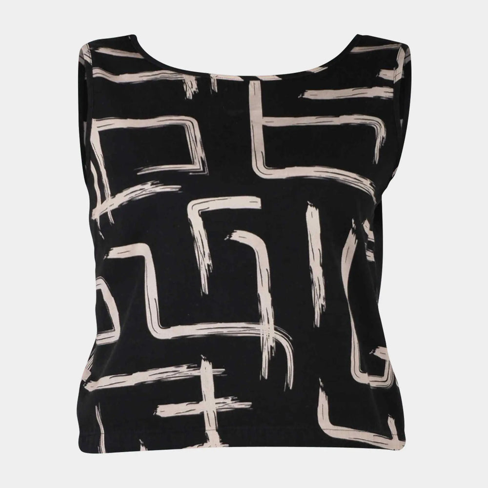 Organic Cotton & Linen Black & White Two-Way Tank Wild Clouds